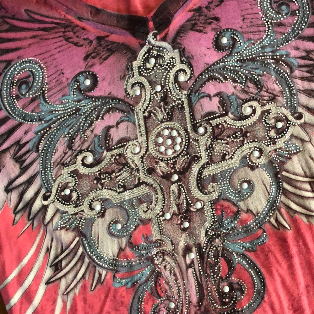 Rhinestone Cross Shirt - Picture 2 of 3